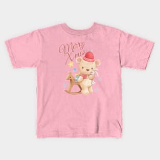 Merry X’mas, cute Christmas bear. Kids T-Shirt